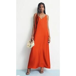 Róhe Silk Slip Dress in Orange